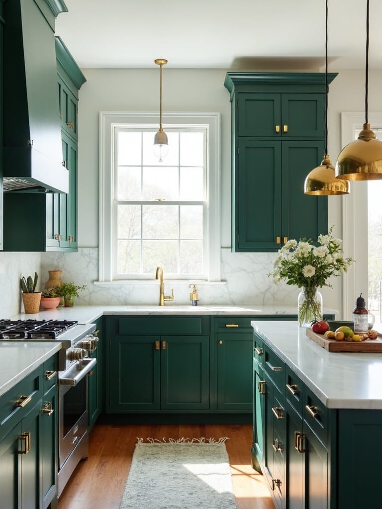 sophisticated forest green marble