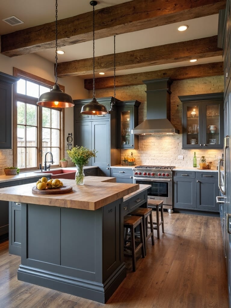 sophisticated rustic kitchen cabinet pairing