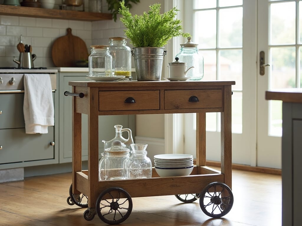 versatile mobile farmhouse kitchen storage