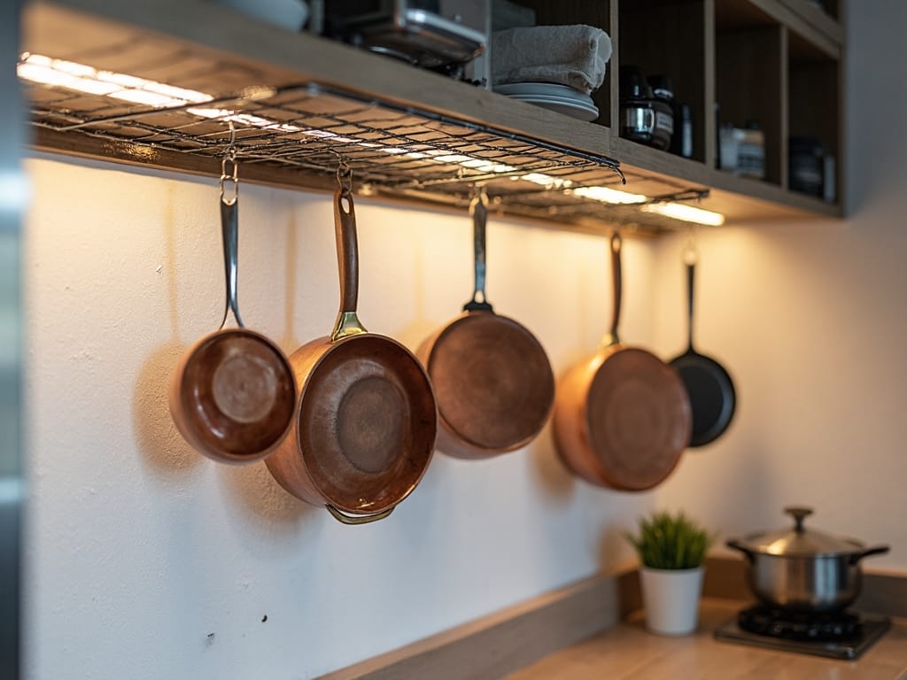 vertical cookware display wall storage