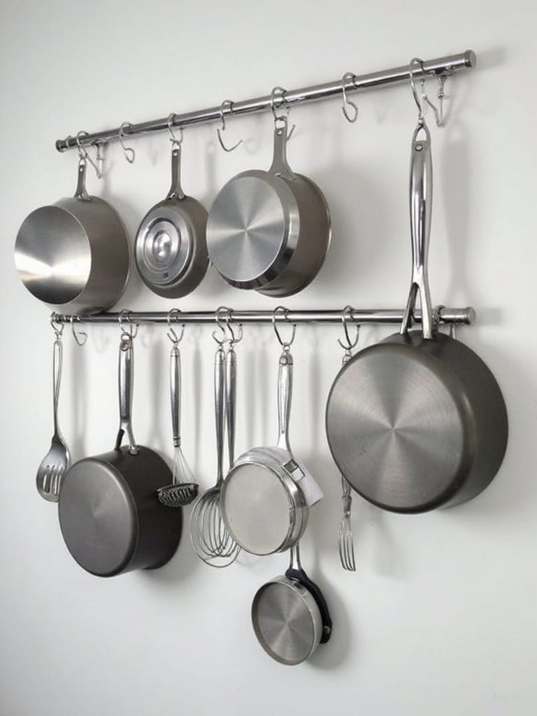 vertical wall storage maximizes kitchen space