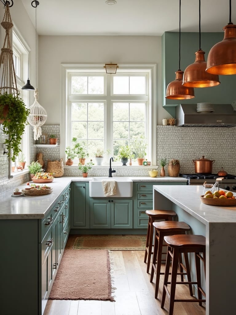 vintage modern boho kitchen design