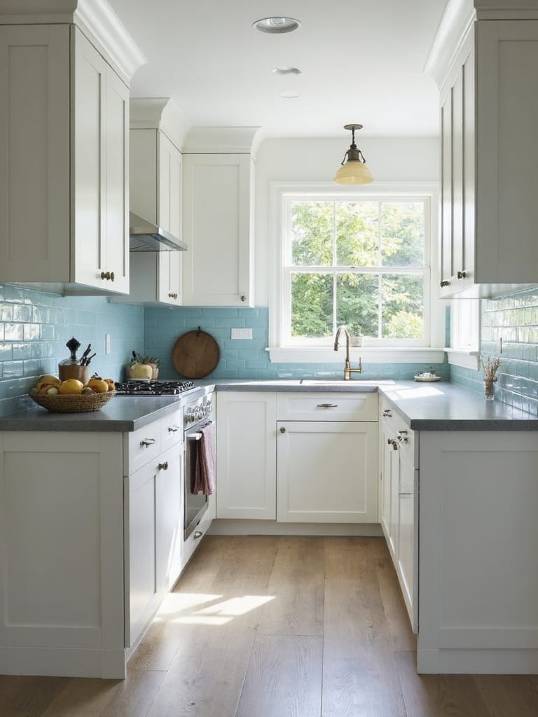 visually expand galley kitchen spaces