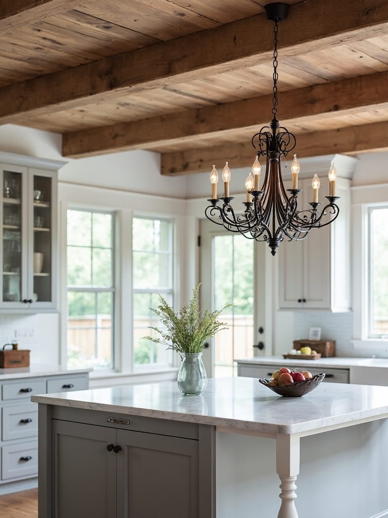 wrought iron lighting elements farmhouse kitchen