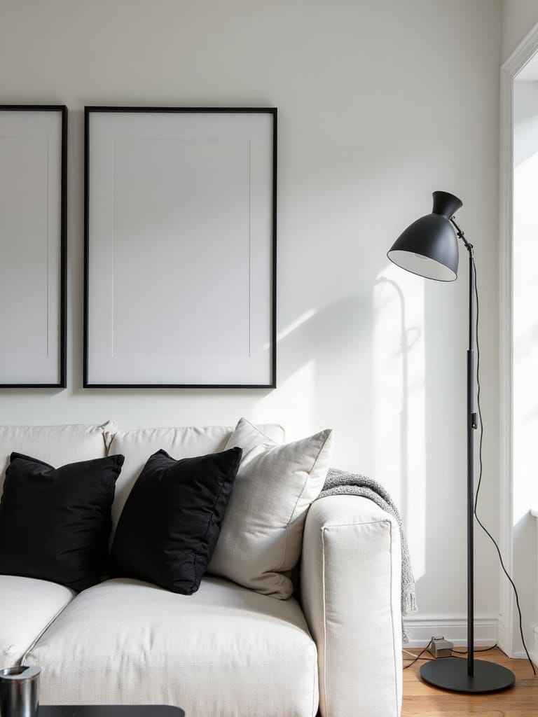 accented minimalist living room design