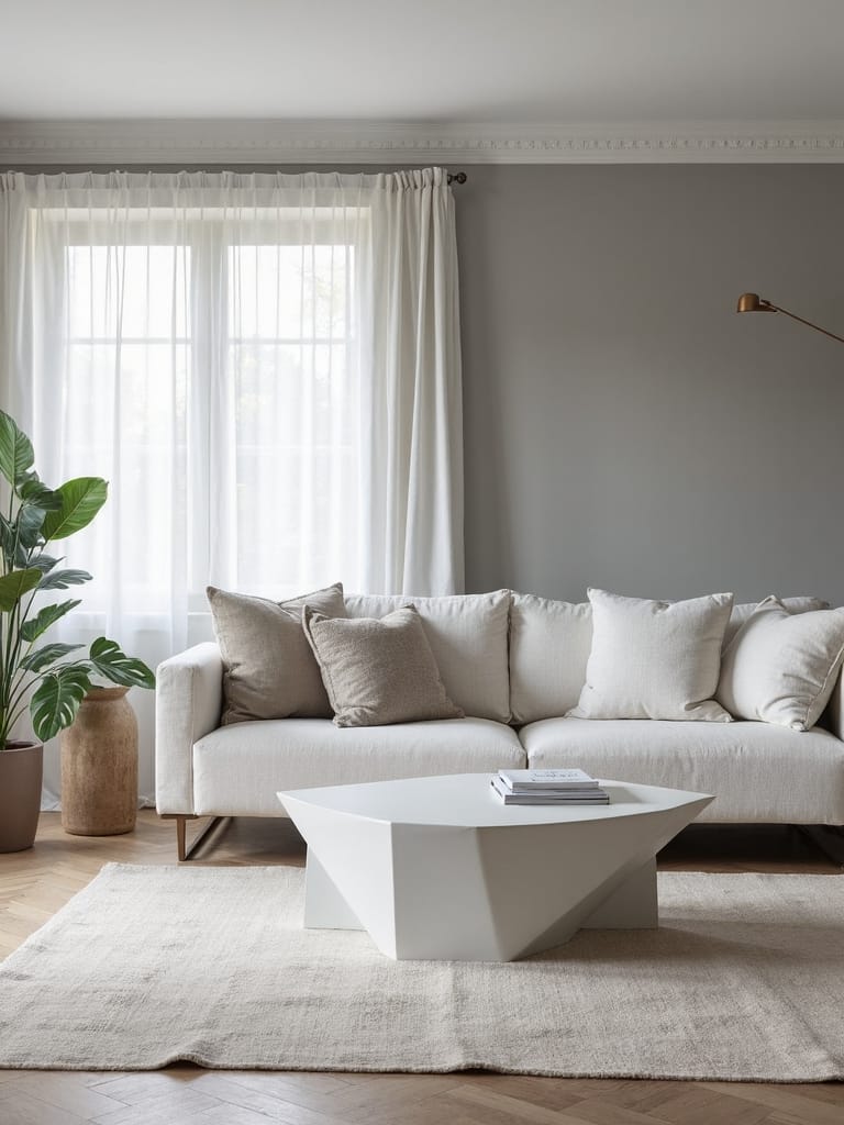 balanced minimalist grey white design