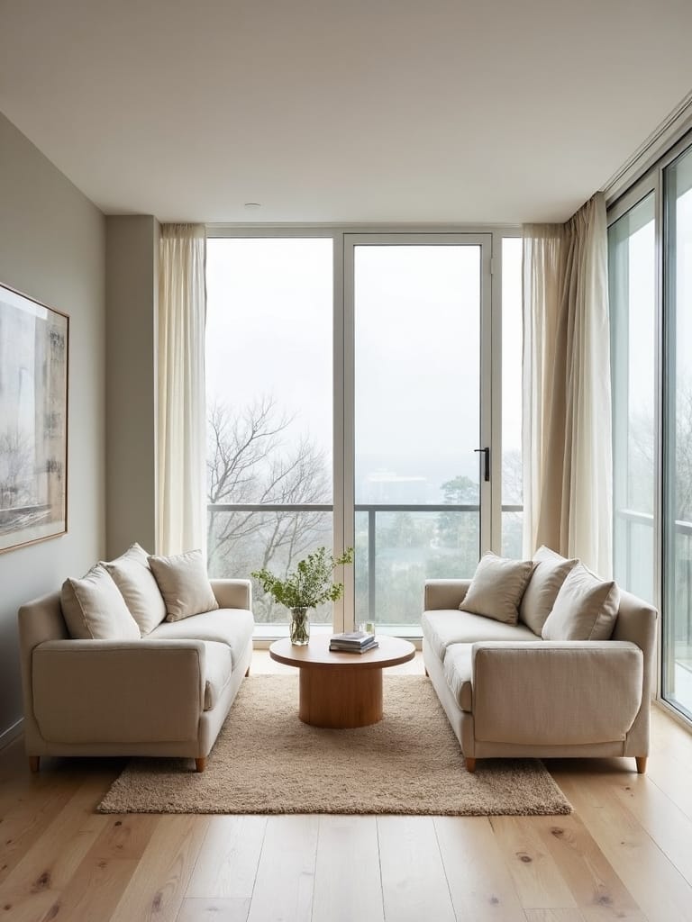 balanced symmetrical minimalist furniture placement