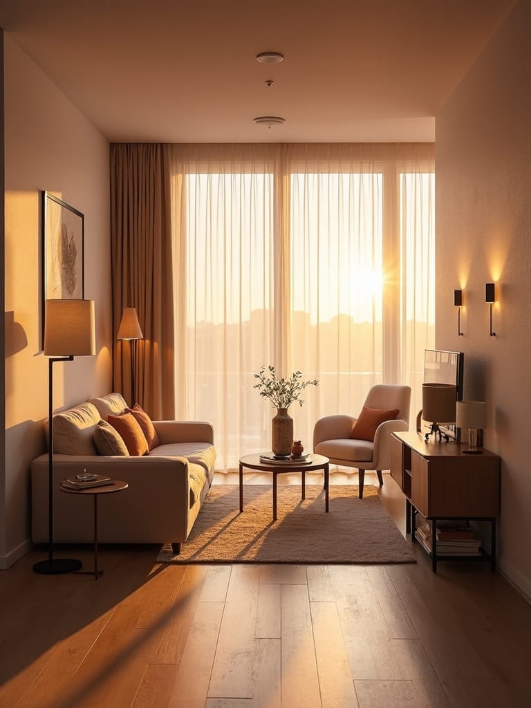cozy warm minimalist layered lighting