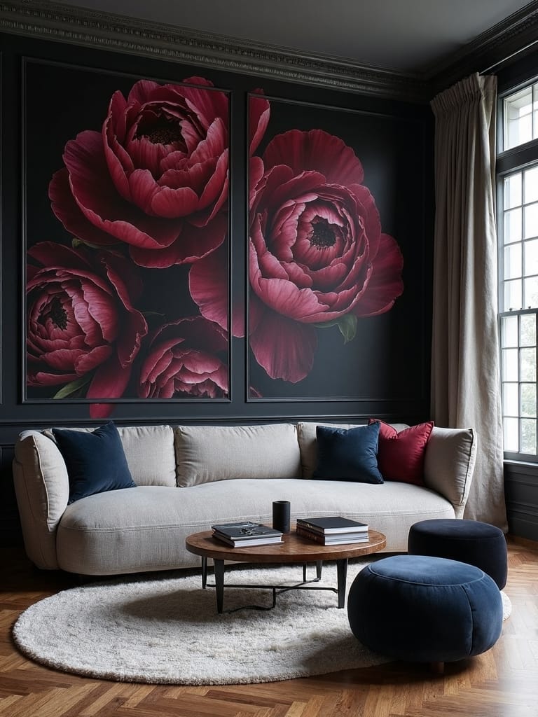 dramatic sophisticated dark floral wallpaper designs