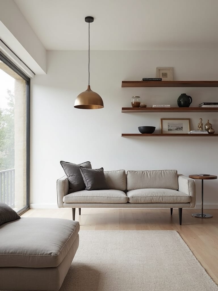 floating furniture enhances open minimalist flow