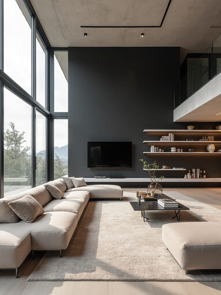 focal point centric minimalist living room design