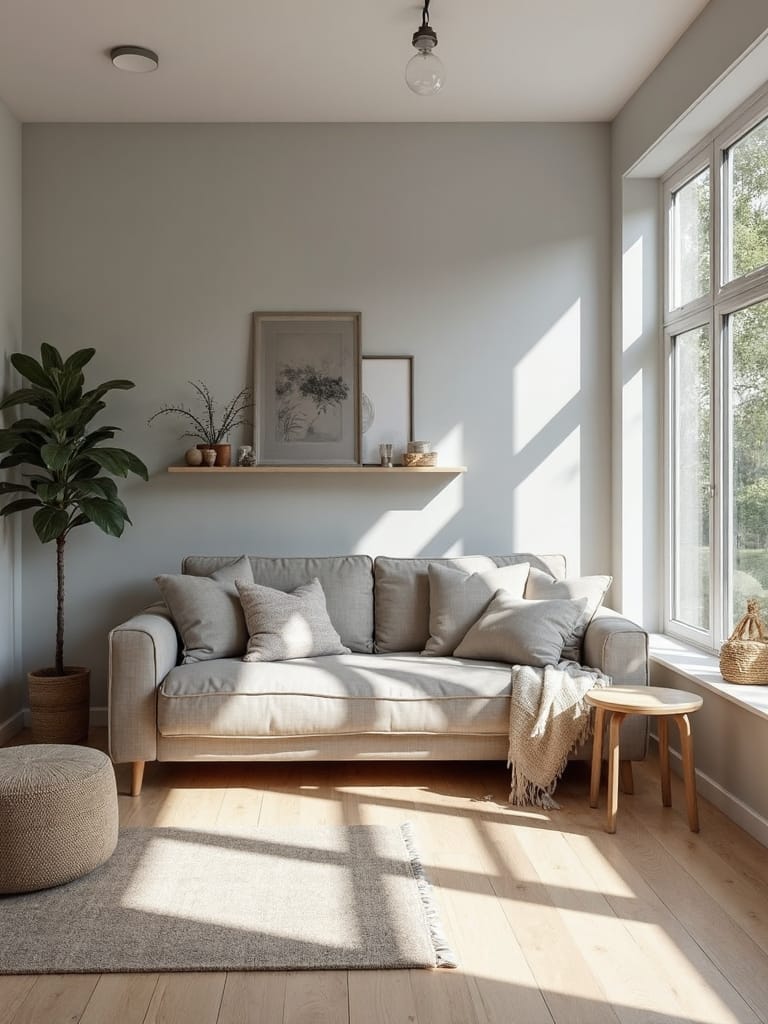 harmonious grey and natural wood