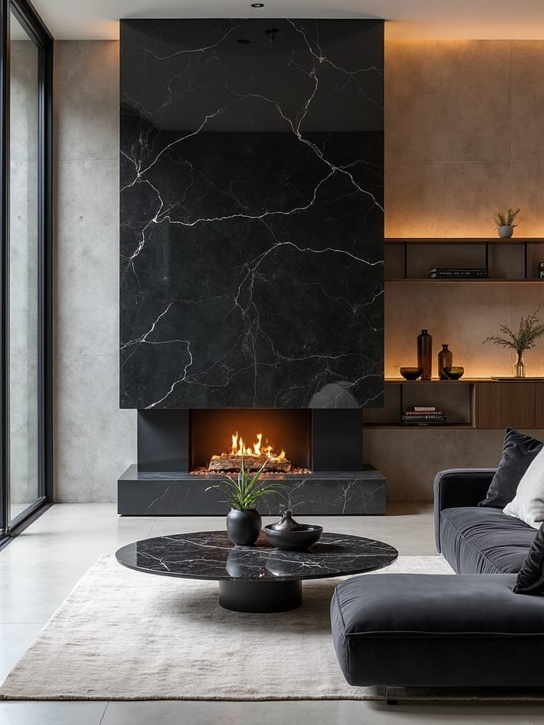 luxurious minimalist black marble glass