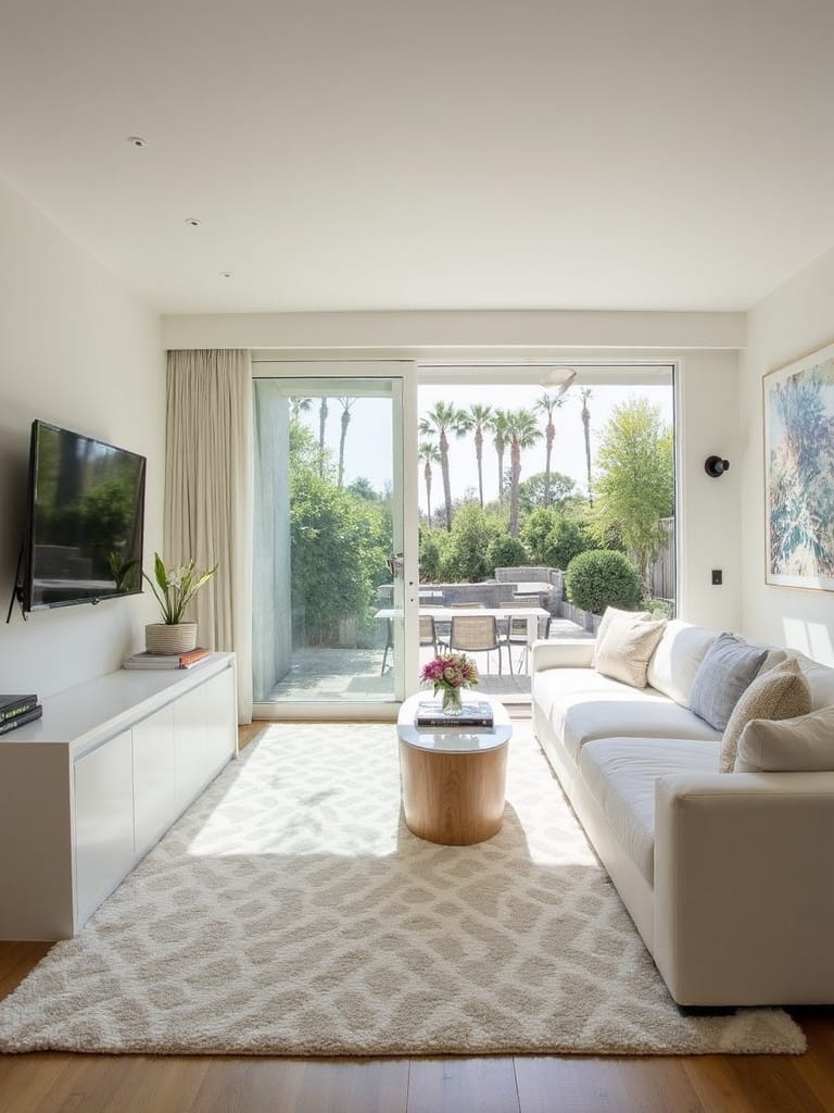 minimalist living room decor with rugs