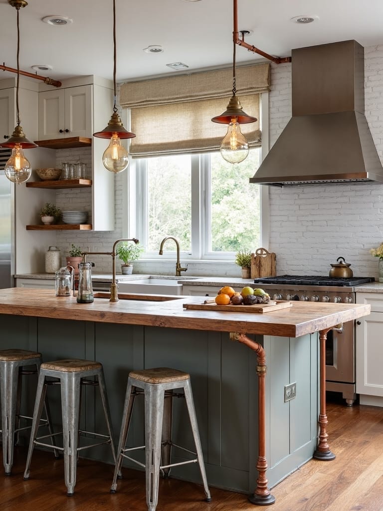 rugged industrial vintage urban kitchen decor