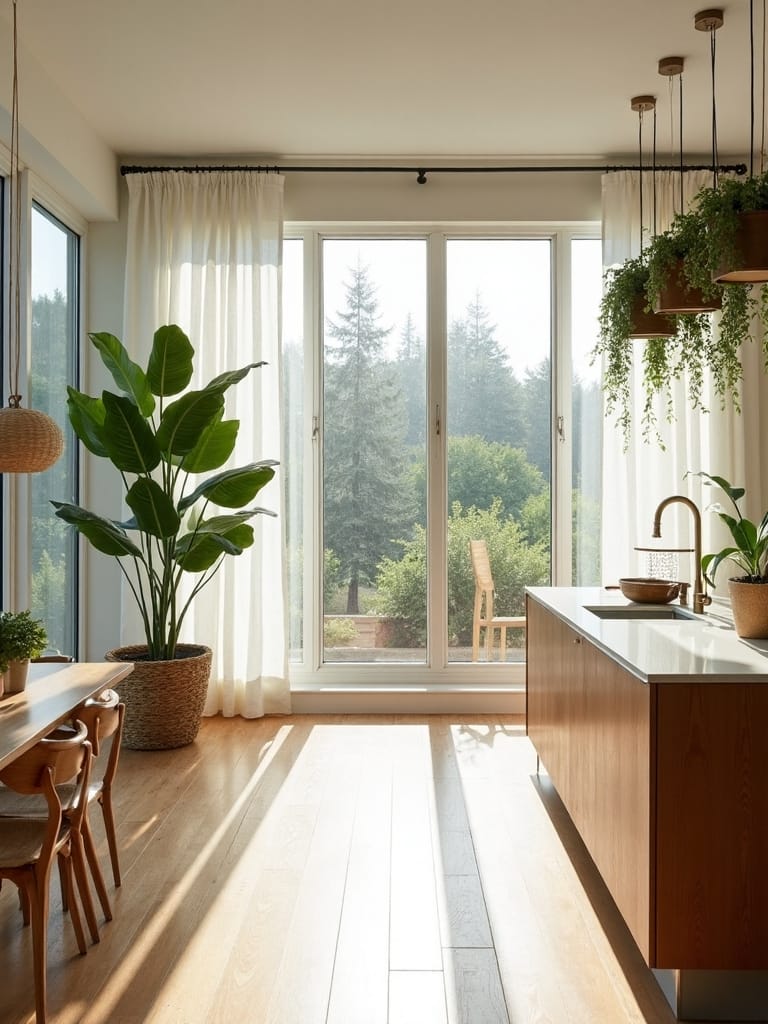 serene minimalist living room biophilia