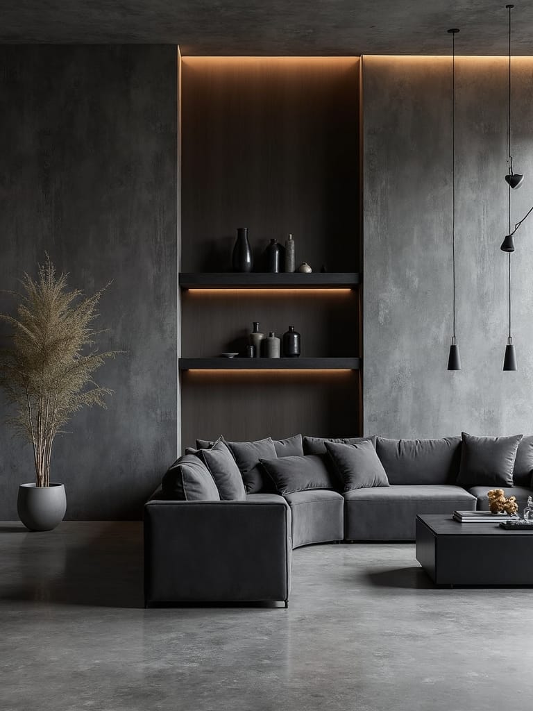 sleek minimalist concrete living sanctuary