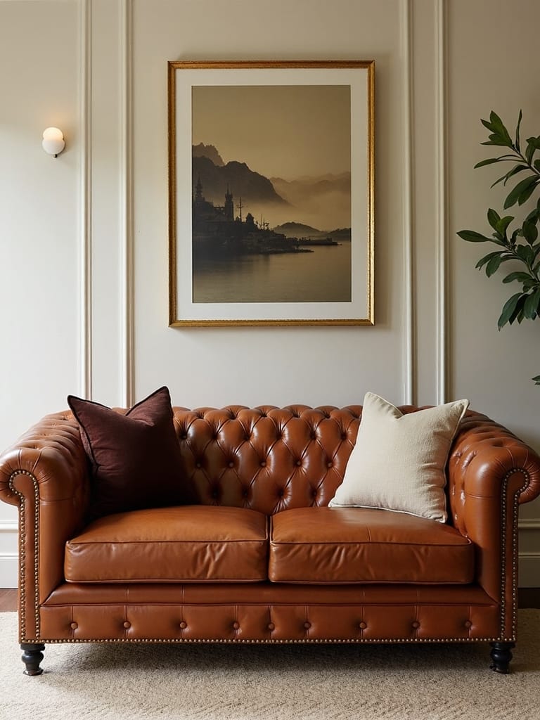 sophisticated leather living room decor