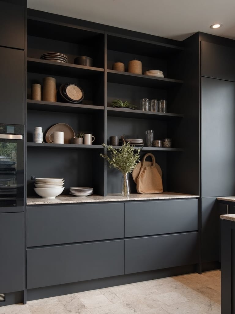 sophisticated minimalist dark built in sanctuary
