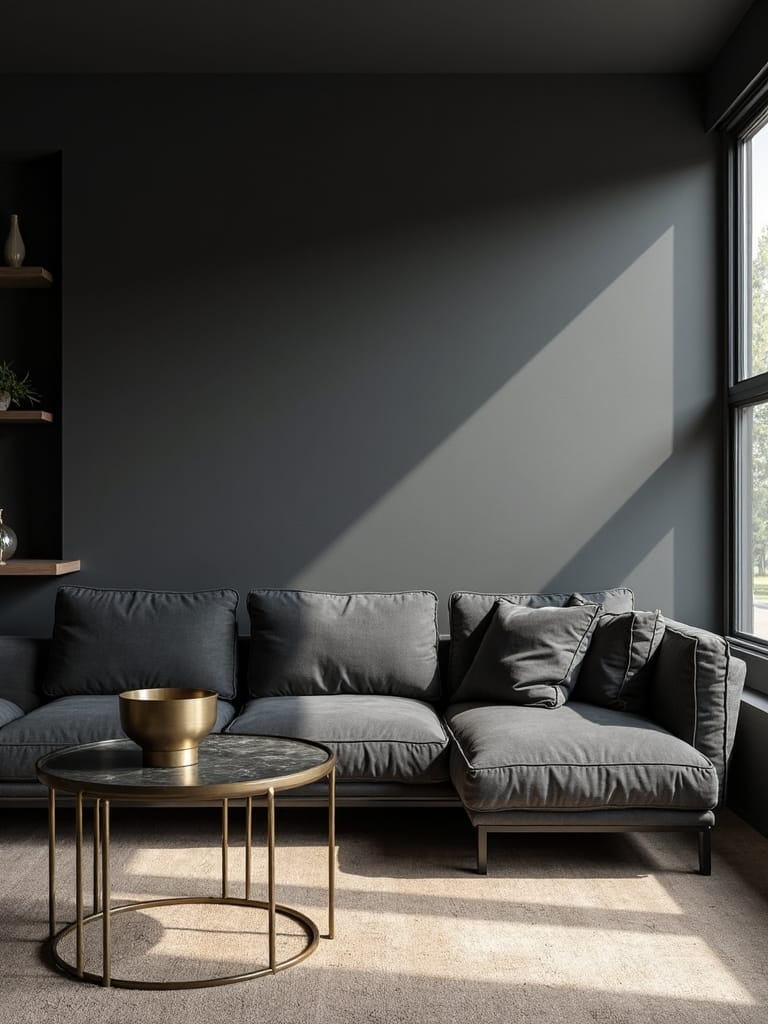sophisticated minimalist monochromatic living room