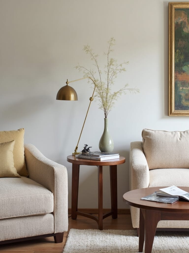 strategically positioned accent tables optimize functionality