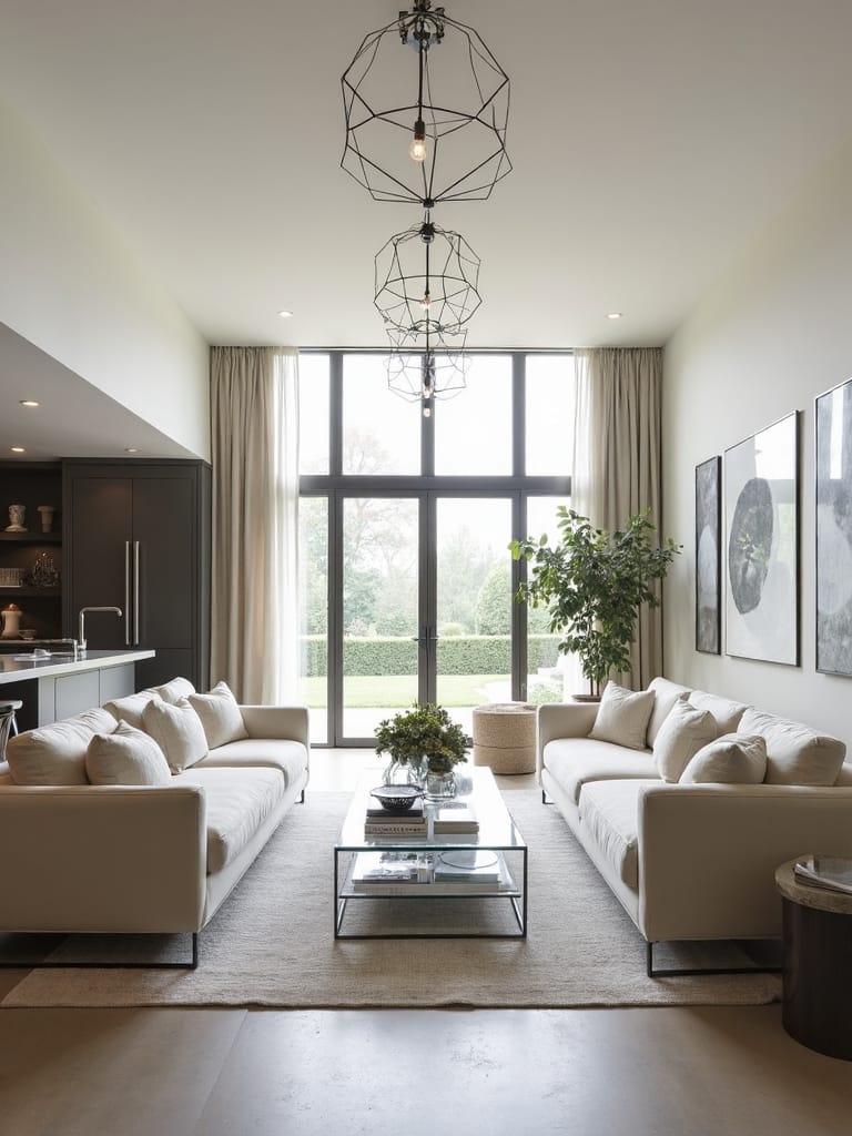 symmetrical minimalist balanced living room