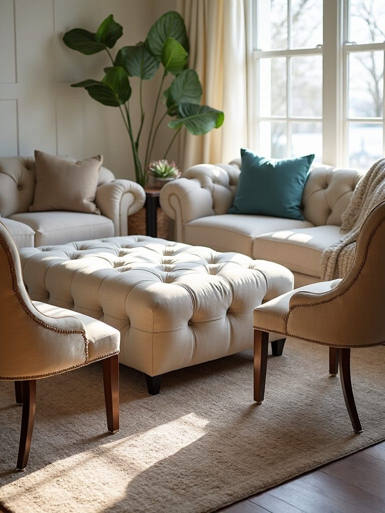 versatile ottoman placement transforms living room
