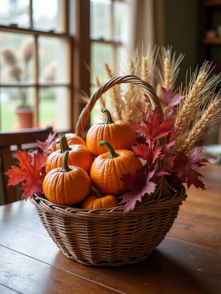 autumn themed woven centerpiece