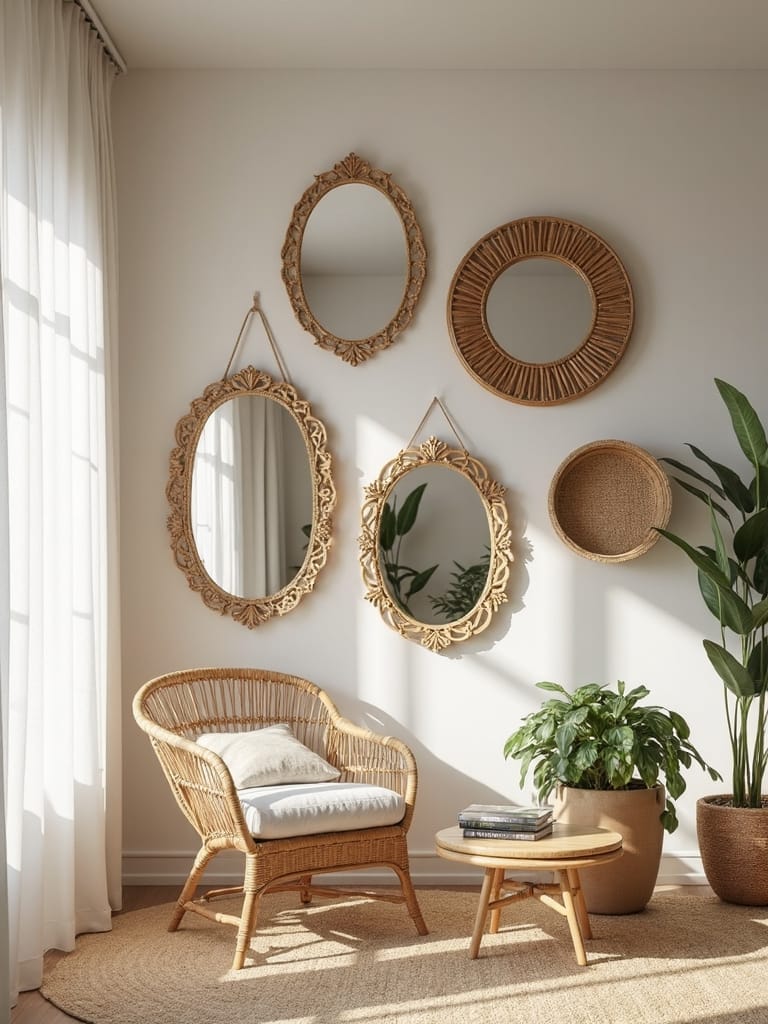 boho mirrors bright airy living