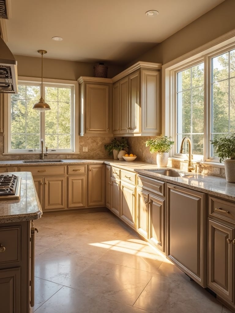 cozy warm taupe kitchen ambiance