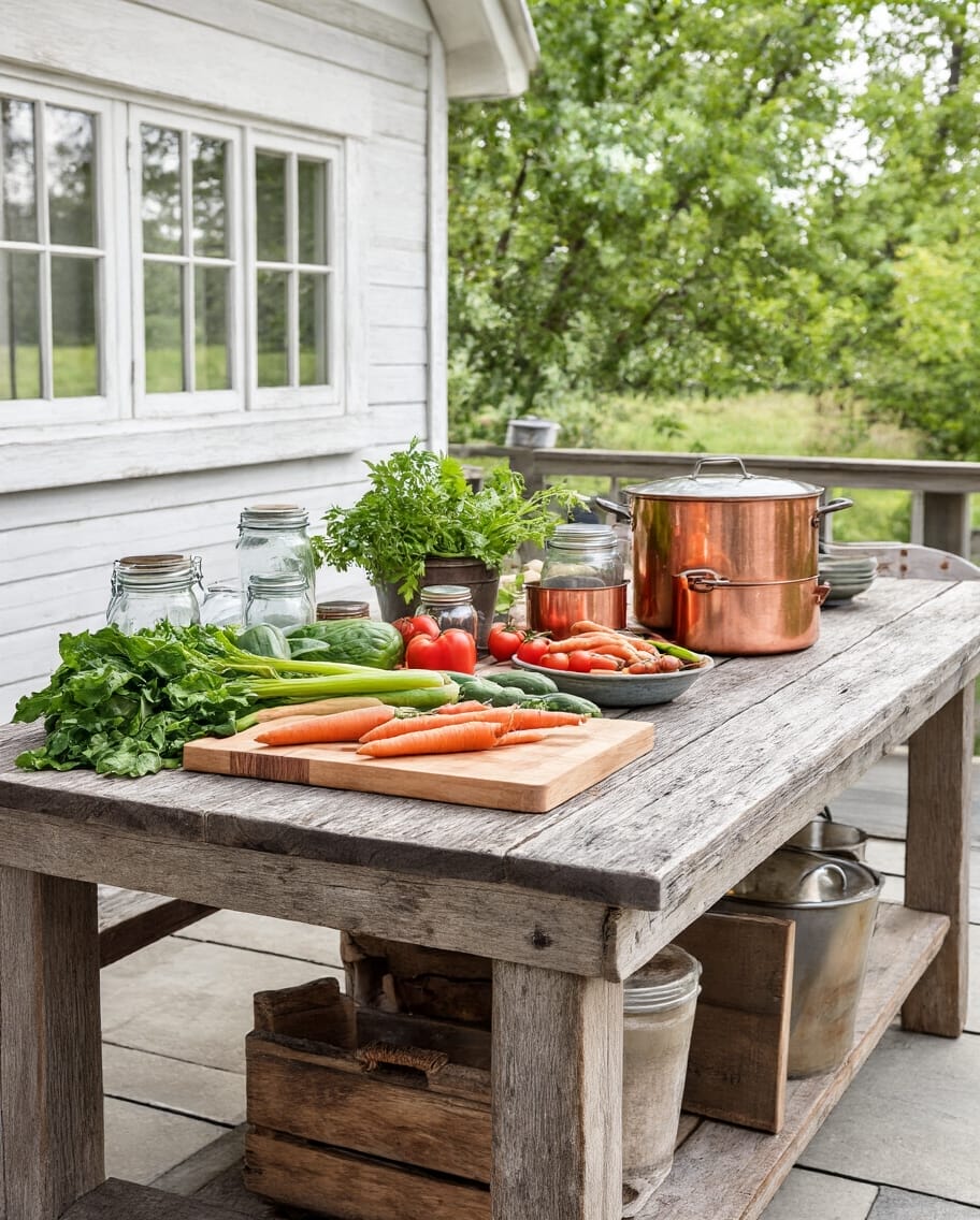 rustic outdoor farmhouse prep station