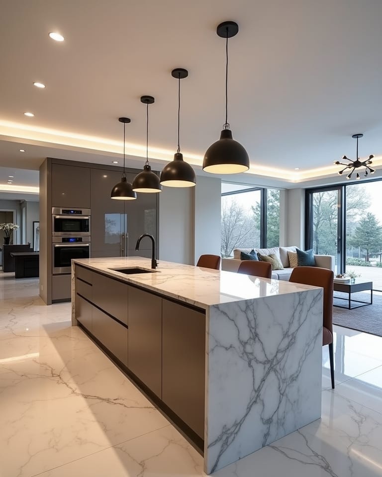seamless modern open kitchen luxury