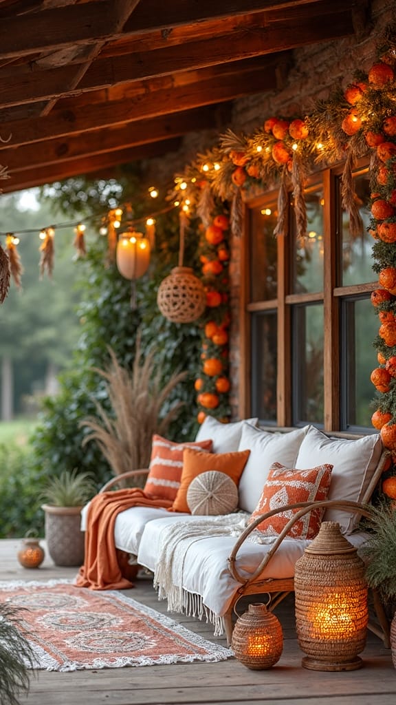 boho outdoor christmas decor cozy