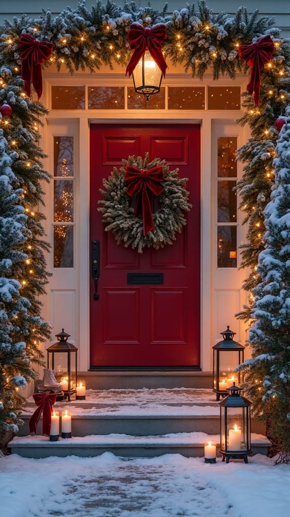 festive outdoor christmas entryway decor